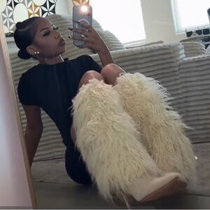 Mongolian Faux Fur Ivory Boots